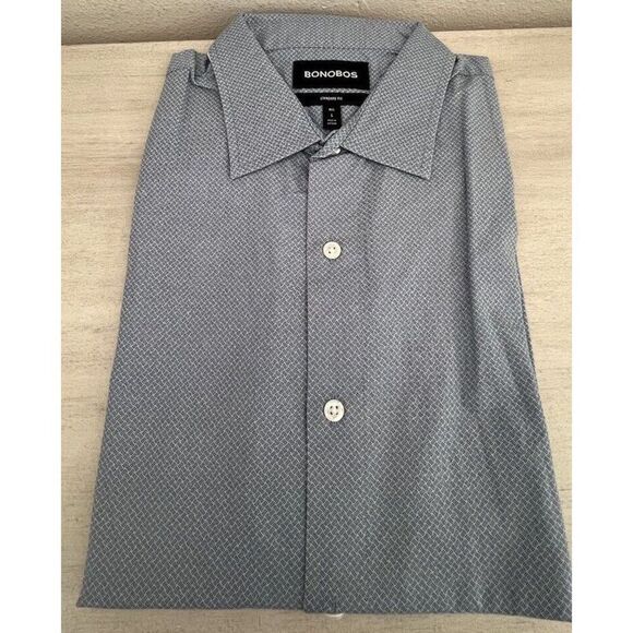 Bonobos B3763 Stretch Riviera Short Slv. Shirt Blue White Men's Sz Large-Reg - Picture 3 of 7